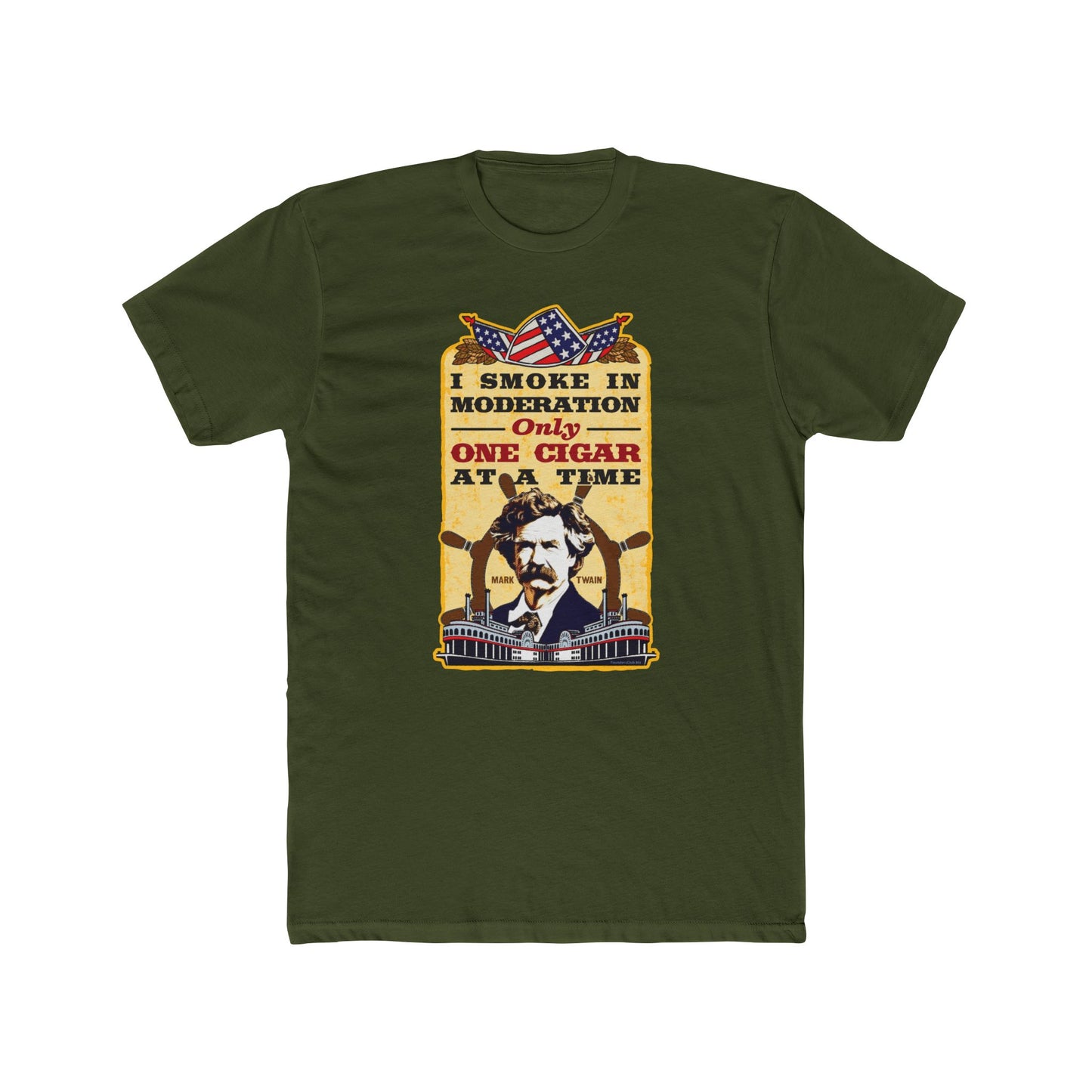 Mark Twain "I Smoke in Moderation--Only One Cigar at a Time" Humorous Graphic Tee