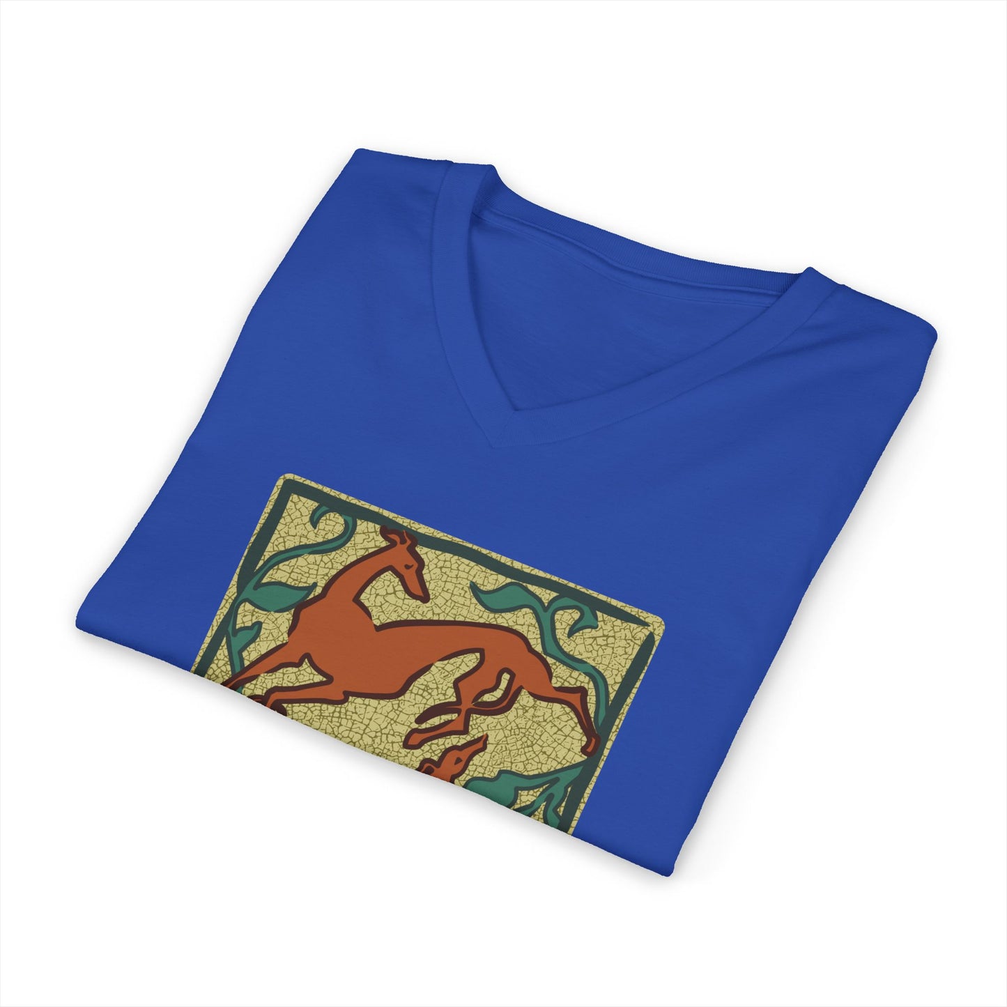 Greyhound V-Neck Tee — Hand-Drawn Two Greyhounds Screen Print