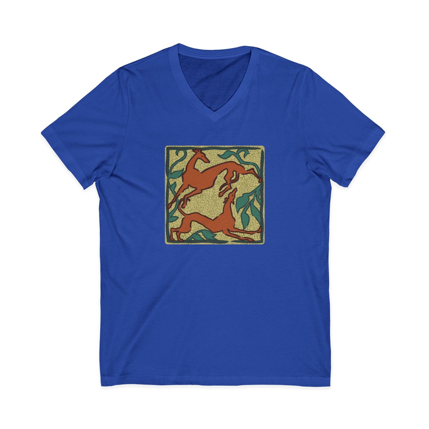 Greyhound V-Neck Tee — Hand-Drawn Two Greyhounds Screen Print