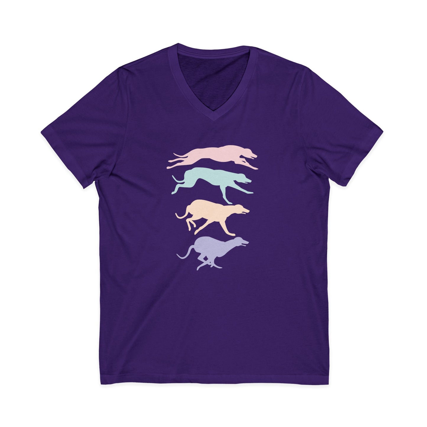 Pastel Greyhound Running Tee — Graceful Striding Greyhound Pattern