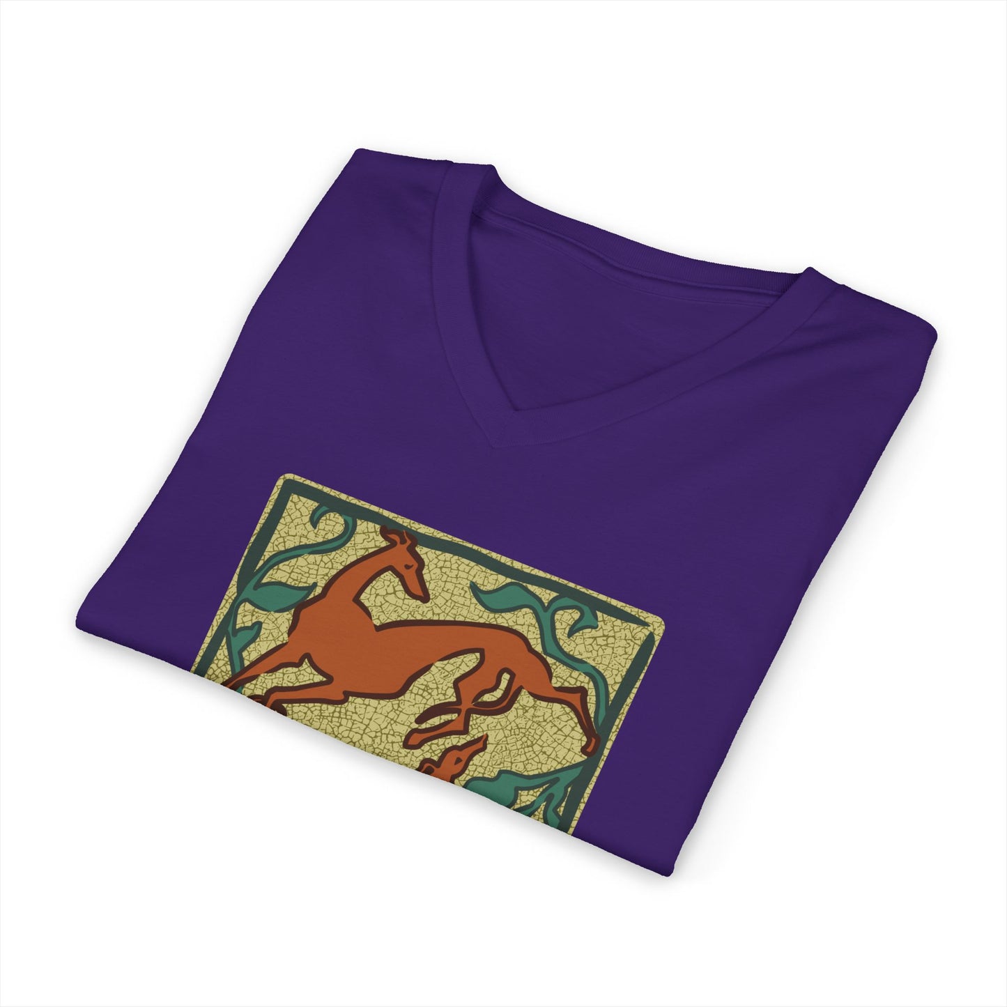 Greyhound V-Neck Tee — Hand-Drawn Two Greyhounds Screen Print