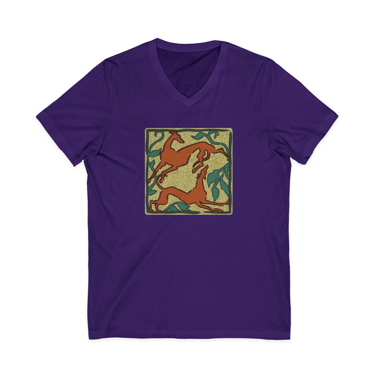 Greyhound V-Neck Tee — Hand-Drawn Two Greyhounds Screen Print