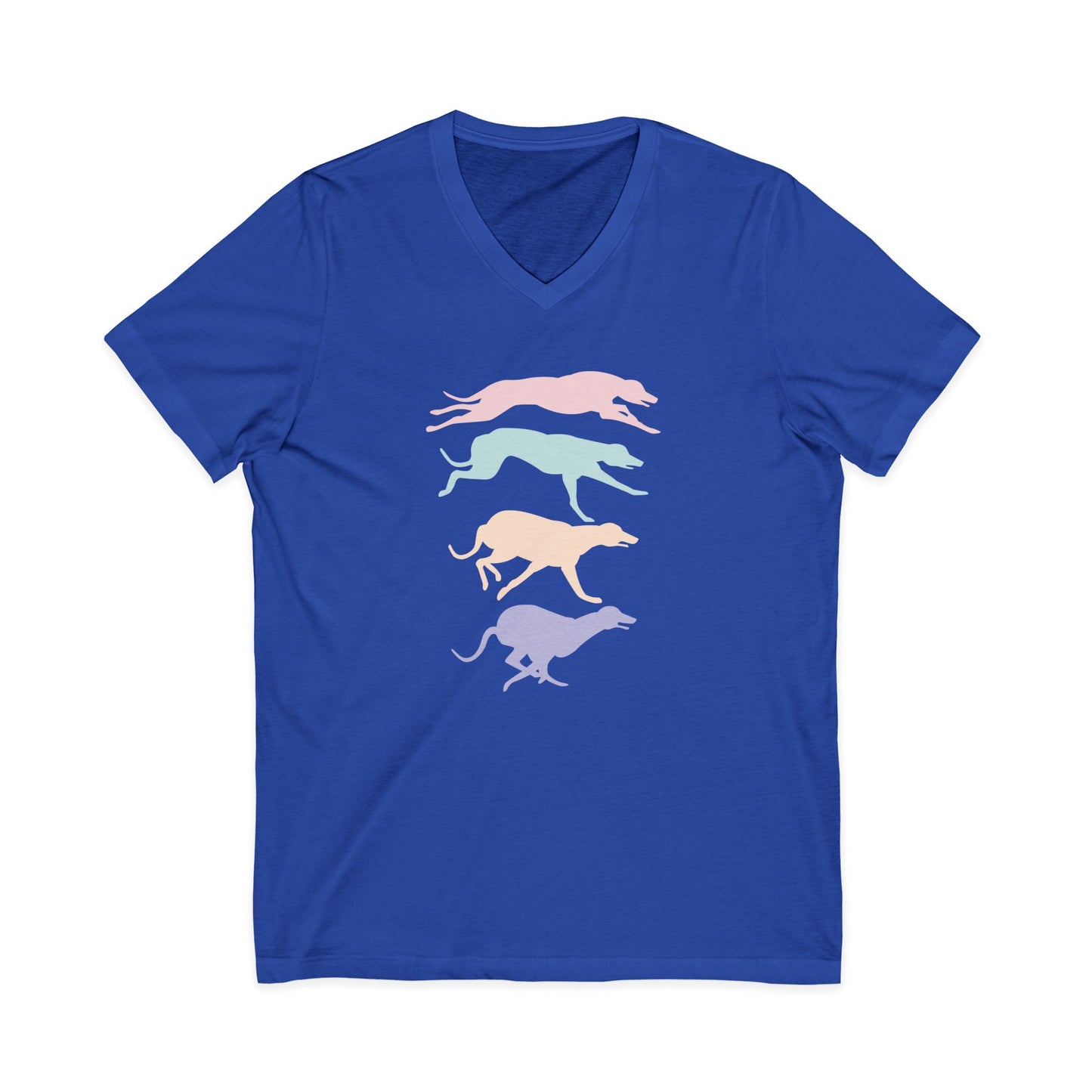 Pastel Greyhound Running Tee — Graceful Striding Greyhound Pattern