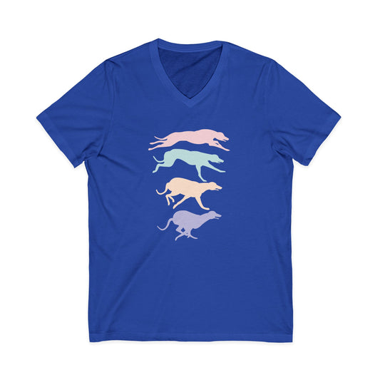 Pastel Greyhound Running Tee — Graceful Striding Greyhound Pattern