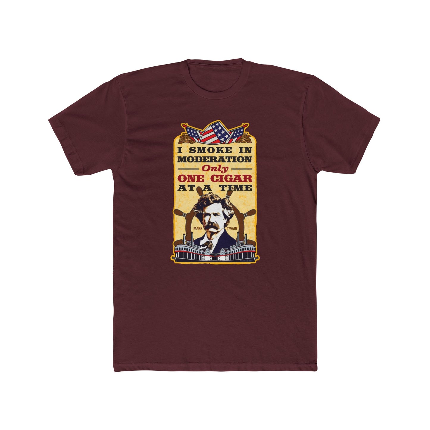 Mark Twain "I Smoke in Moderation--Only One Cigar at a Time" Humorous Graphic Tee