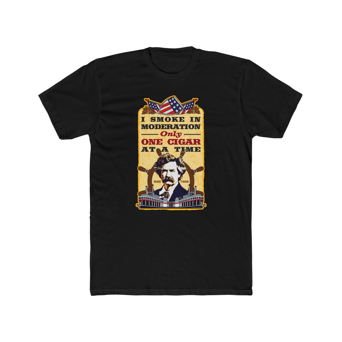 Mark Twain "I Smoke in Moderation--Only One Cigar at a Time" Humorous Graphic Tee